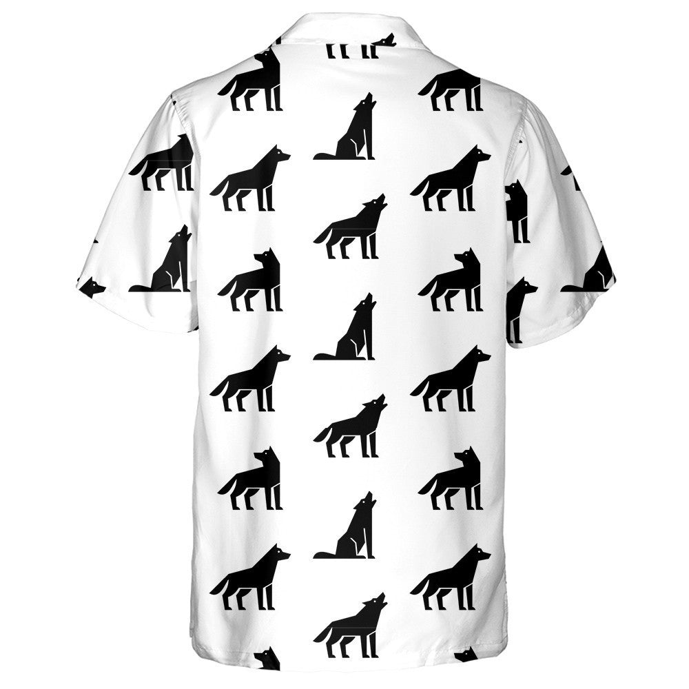 Ethnic Silhouette Wolf Logo On White Background Hawaiian Shirt, Hawaiian Shirt Gift, Christmas Gift
