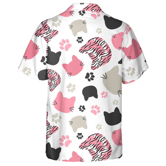 Cats Heads And Tiger Skin On White Hawaiian Shirt, Hawaiian Shirt Gift, Christmas Gift