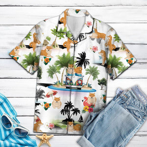 Playful Akita Dog On Hippie Van Enjoy The Vacation Hawaiian Shirt, Hawaiian Shirt Gift, Christmas Gift