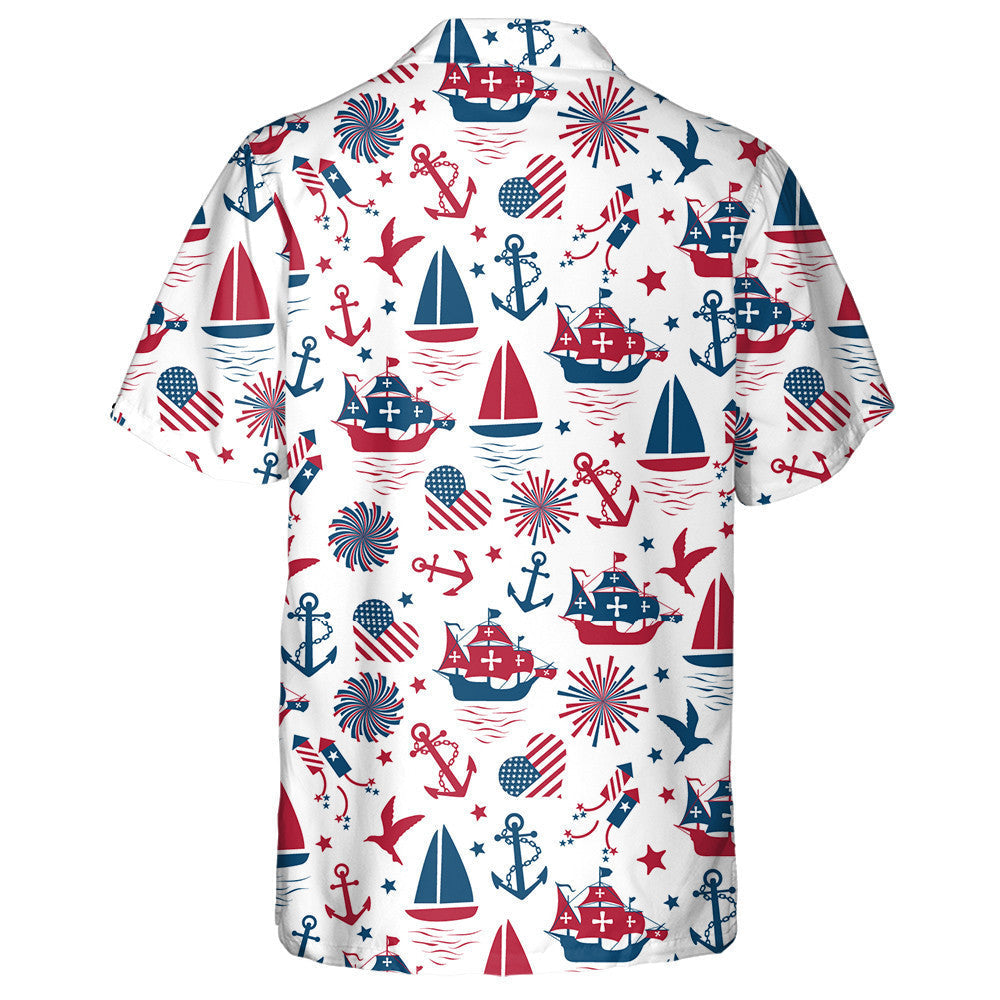 Happy Columbus Day Nautical Icons Illustration Hawaiian Shirt, Hawaiian Shirt Gift, Christmas Gift