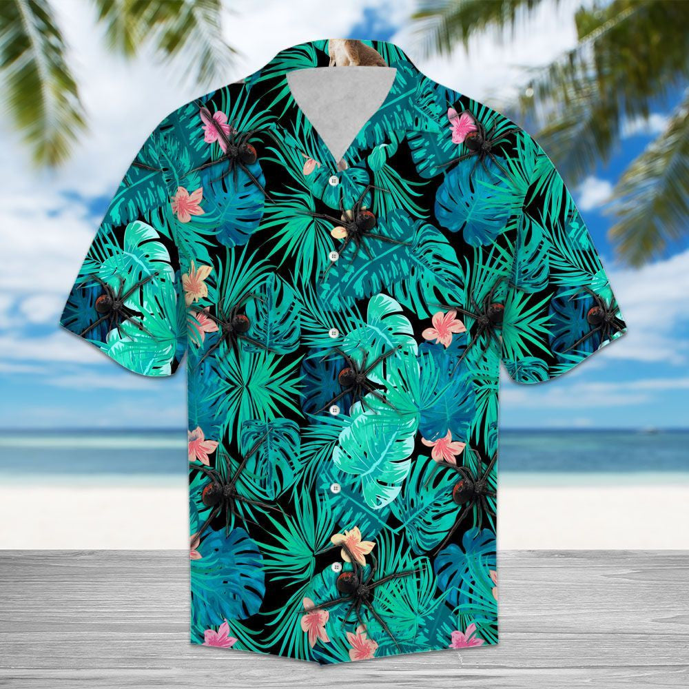 damháin alla nimhiúla dubha patrún plandaí trópaiceacha a cheilt Léine Haváís, Bronntanas Léine Haváís, Bronntanas Nollag