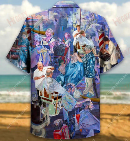 Real Man Go To Real Barber Unisex Short Sleeve Shirt Vacation Hawaiian T Shirts Vintage Hawaiian Shirts Hawaiian Shirts For Women, Hawaiian Shirt Gift, Christmas Gift