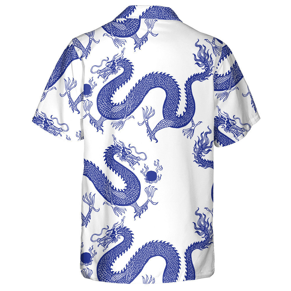 Beautiful Vintage Ink Chinese Dragon With Pearl Hawaiian Shirt, Hawaiian Shirt Gift, Christmas Gift