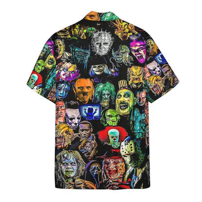 Horror Themed Scary Zombie Face Colorful Pattern Hawaiian Shirt, Hawaiian Shirt Gift, Christmas Gift