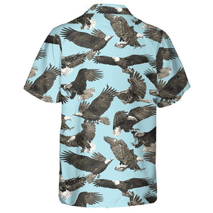 Flying Beautiful Eagles On Blue Background Hawaiian Shirt,Hawaiian Shirt Gift, Christmas Gift