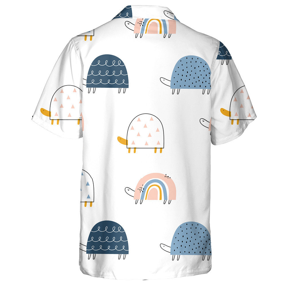 Cute Doodle Turtles On A White Background Hawaiian Shirt, Hawaiian Shirt Gift, Christmas Gift