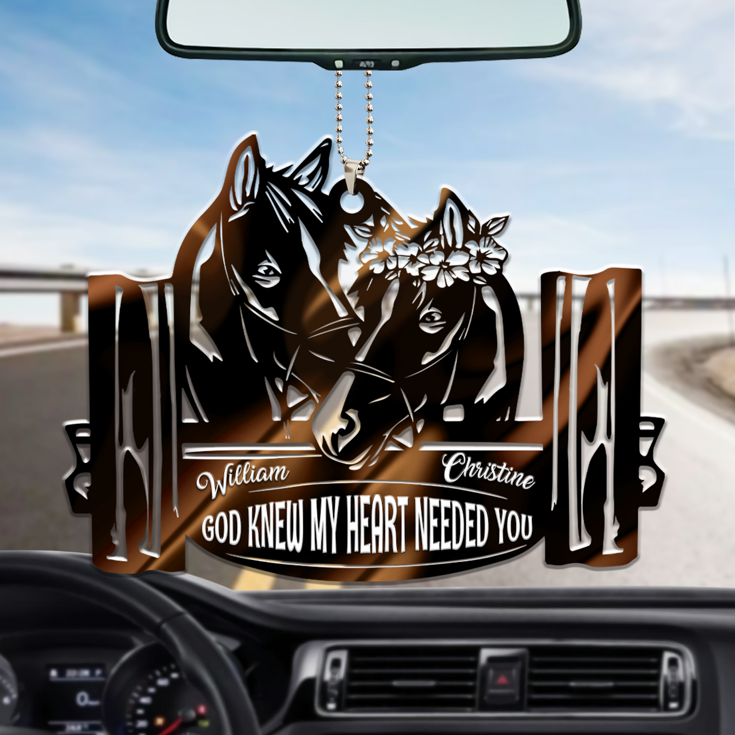 Personalized Car Ornament Perfect Horse Couple God Knew Hanging Ornament For Auto, Christmas Decoration
