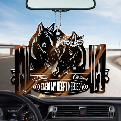 Personalized Car Ornament Perfect Horse Couple God Knew Hanging Ornament For Auto, Christmas Decoration