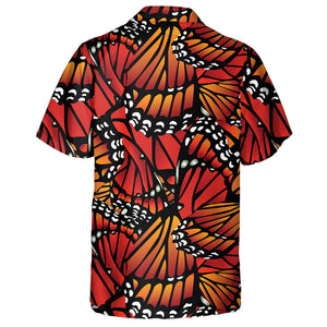 White And Black Monarch Butterflies Petals Hawaiian Shirt, Hwaiian For Gift