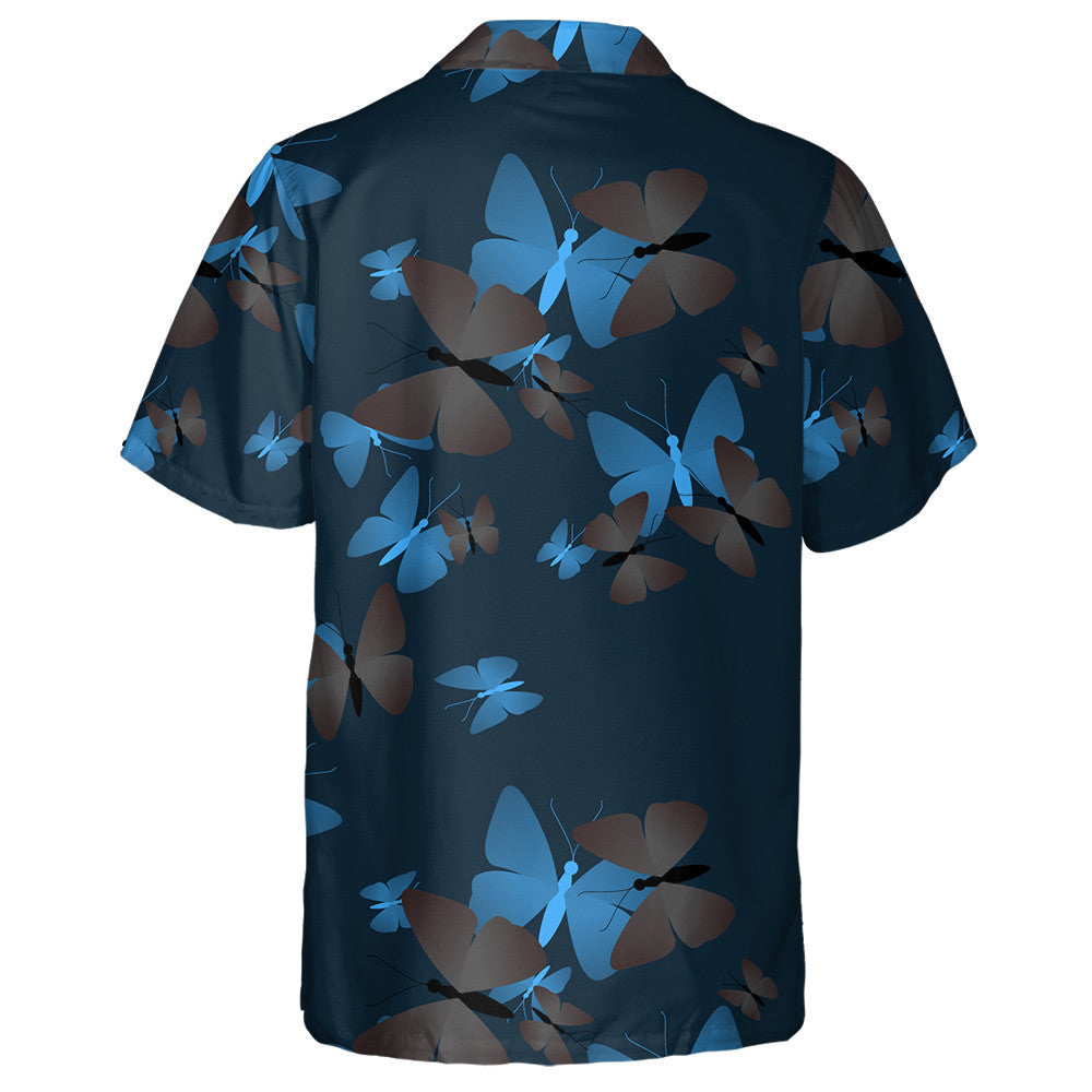 Hand Drawn Beautiful Butterflies On Dark Background Hawaiian Shirt, Hawaiian Shirt Gift, Christmas Gift