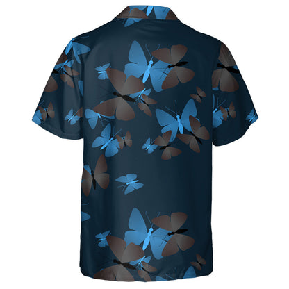 Hand Drawn Beautiful Butterflies On Dark Background Hawaiian Shirt, Hawaiian Shirt Gift, Christmas Gift