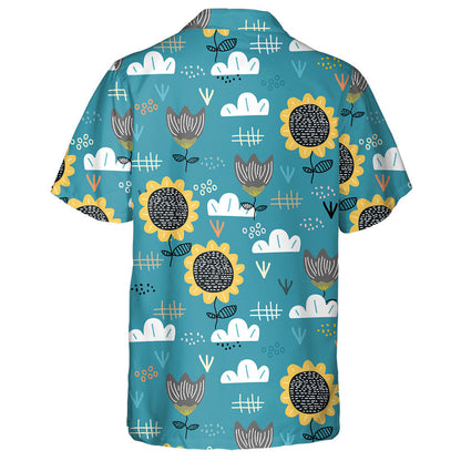 Cartoon Cute Nature Sunflowers Elements Pattern Hawaiian Shirt, Hawaiian For Gift