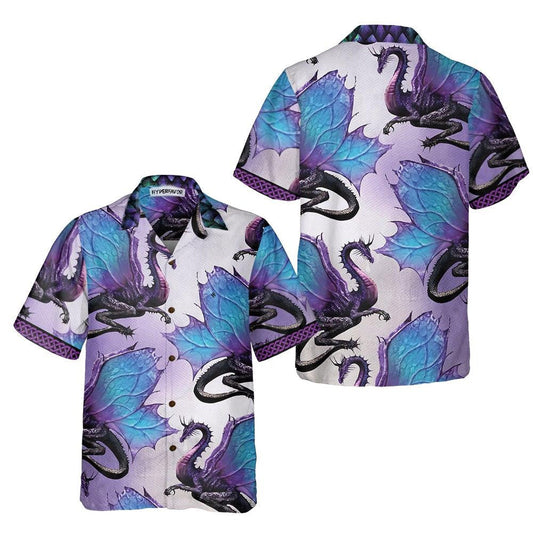 Corcra Ombre Dragon 3D Ar Thar Leat Léine Haváíais Clóbhuailte, Bronntanas Léine Haváíais, Bronntanas Nollag