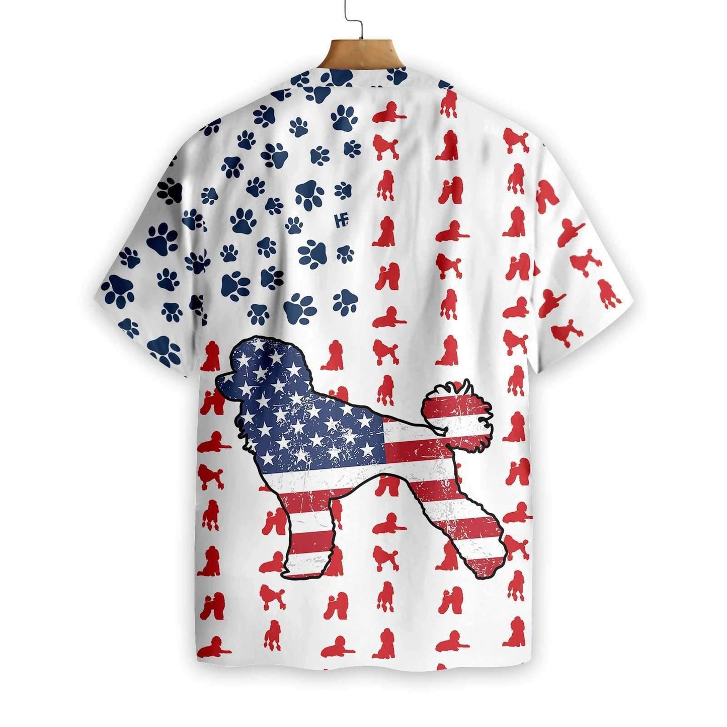 White Background Poodles American Flag Hawaiian Shirt, Hwaiian For Gift