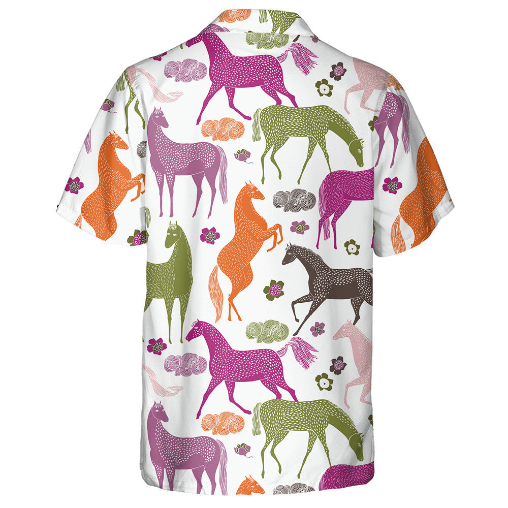Beautiful Prancing Horses In Pastel Colors Hawaiian Shirt, Hawaiian For Gift