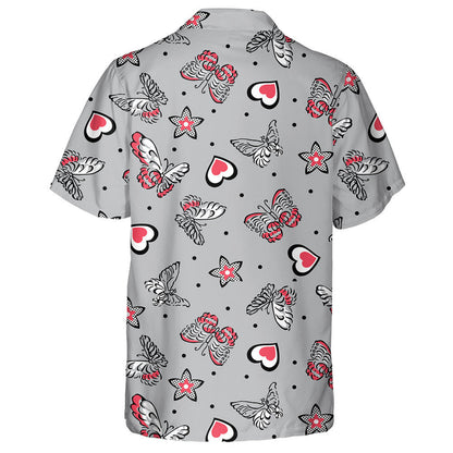 Féileacáin Láimhe Tarraingthe Agus Croí Le Réaltaí Dotáilte Léine Haváís, Bronntanas Léine haváí, Bronntanas Nollag