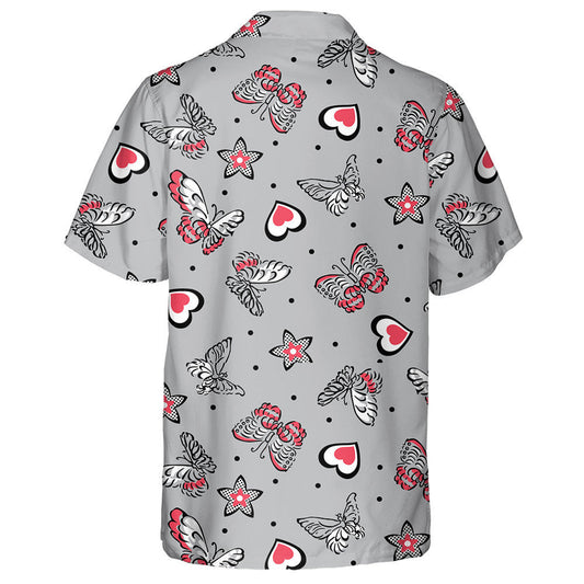 Féileacáin Láimhe Tarraingthe Agus Croí Le Réaltaí Dotáilte Léine Haváís, Bronntanas Léine haváí, Bronntanas Nollag