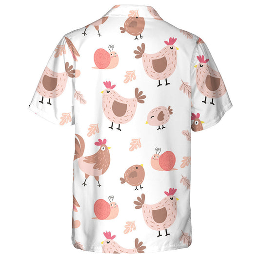 Cearc greannmhar agus sicín gleoite le duilleoga seilide Léine haváí, bronntanas Léine haváí, bronntanas Nollag