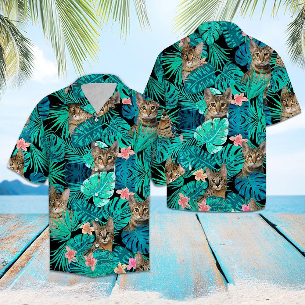 Domestic Cat Tropical Jungle Design Hawaiian Shirt,Hawaiian Shirt Gift, Christmas Gift