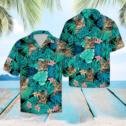 Domestic Cat Tropical Jungle Design Hawaiian Shirt,Hawaiian Shirt Gift, Christmas Gift