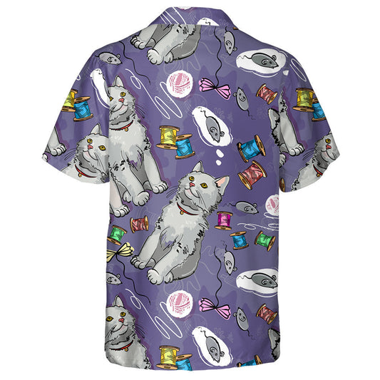 Cheerful Kittens Cat Dreams Of A Mouse Hawaiian Shirt, Hawaiian Shirt Gift, Christmas Gift