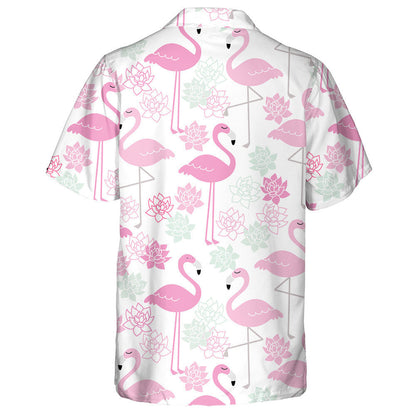 Flamingo Are Sleeping And Reto Color Lotus Hawaiian Shirt, Hawaiian Shirt Gift, Christmas Gift