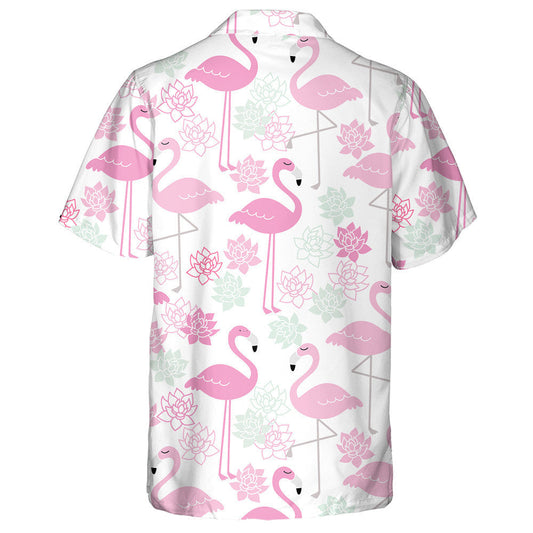 Flamingo Are Sleeping And Reto Color Lotus Hawaiian Shirt, Hawaiian Shirt Gift, Christmas Gift