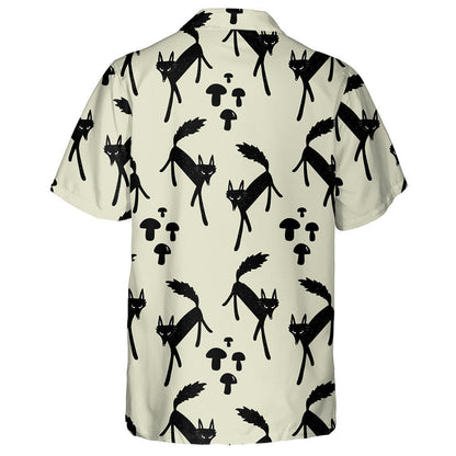 Hand Drawn Wolf And Mushrooms Cartoon Style Hawaiian Shirt, Hawaiian Shirt Gift, Christmas Gift
