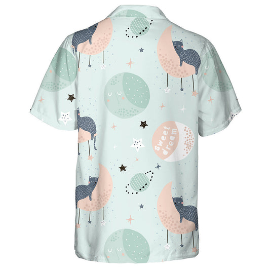 Cats On Moons And Starry Sky Aisling Sweet Léine Haváís, Bronntanas Léine Haváíais, Bronntanas Nollag