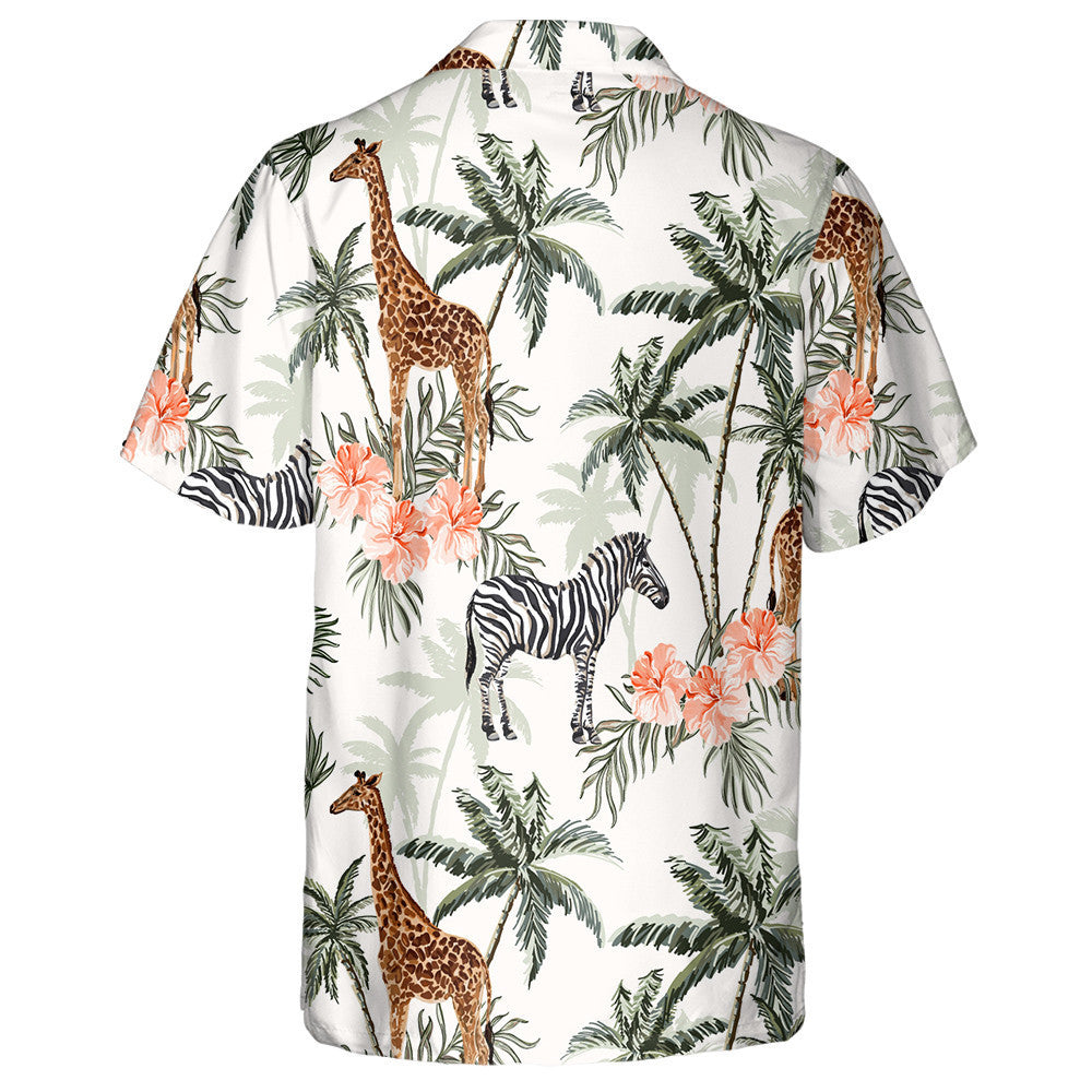 Sioráf agus Séabra Péinteáil Láimhe i Léine Haváí patrún Jungle, Bronntanas Léine Haváís, Bronntanas Nollag