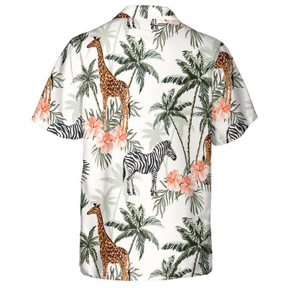 Sioráf agus Séabra Péinteáil Láimhe i Léine Haváí patrún Jungle, Bronntanas Léine Haváís, Bronntanas Nollag