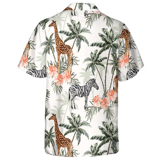 Sioráf agus Séabra Péinteáil Láimhe i Léine Haváí patrún Jungle, Bronntanas Léine Haváís, Bronntanas Nollag