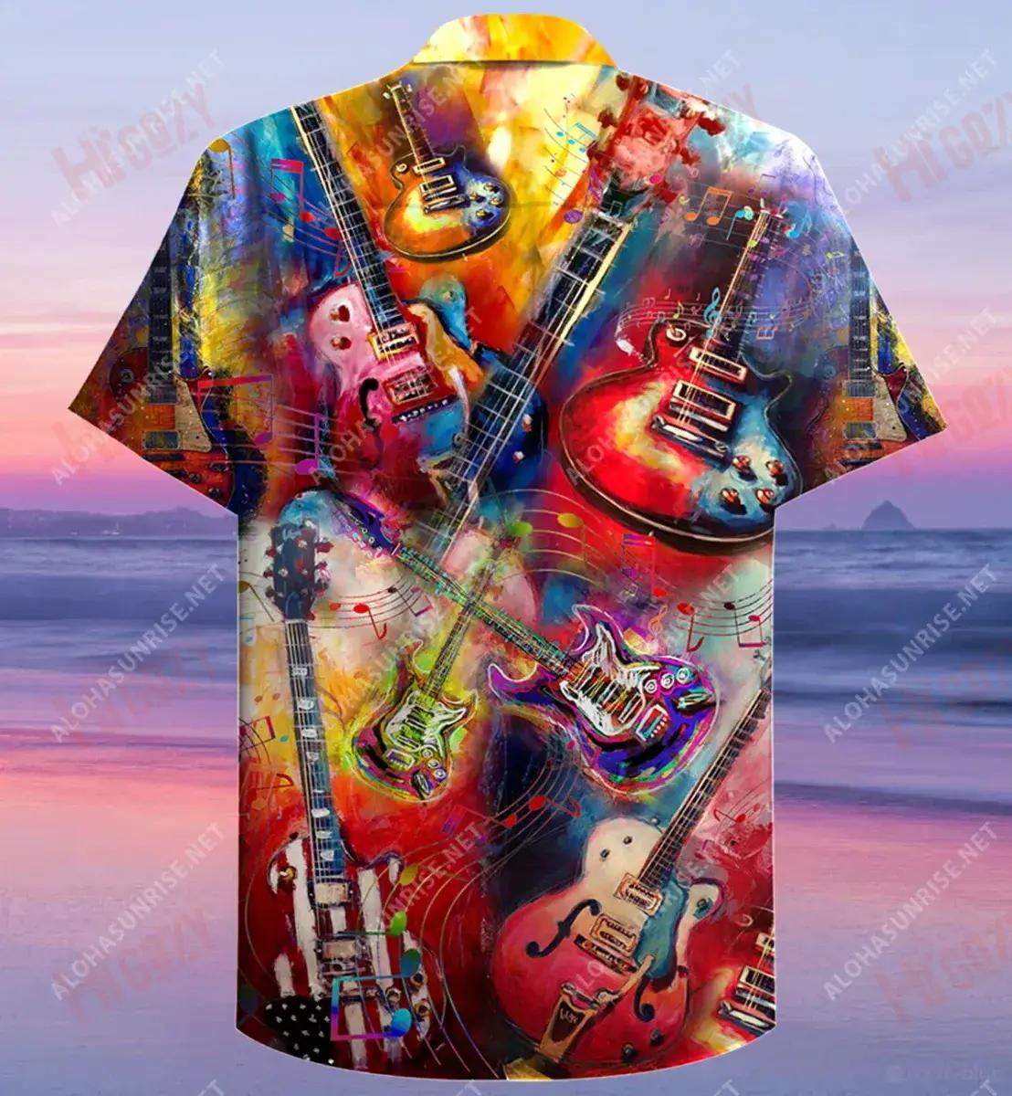 Colorful Guitar Unisex Hawaiian Shirt, Hwaiian For Gift