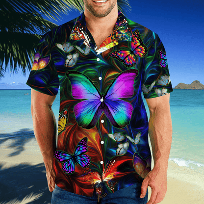 Féileacán ildaite Unisex Léinte Haváís Cóisir Léine Samhraidh, Bronntanas Léine Haváís, Bronntanas Nollag