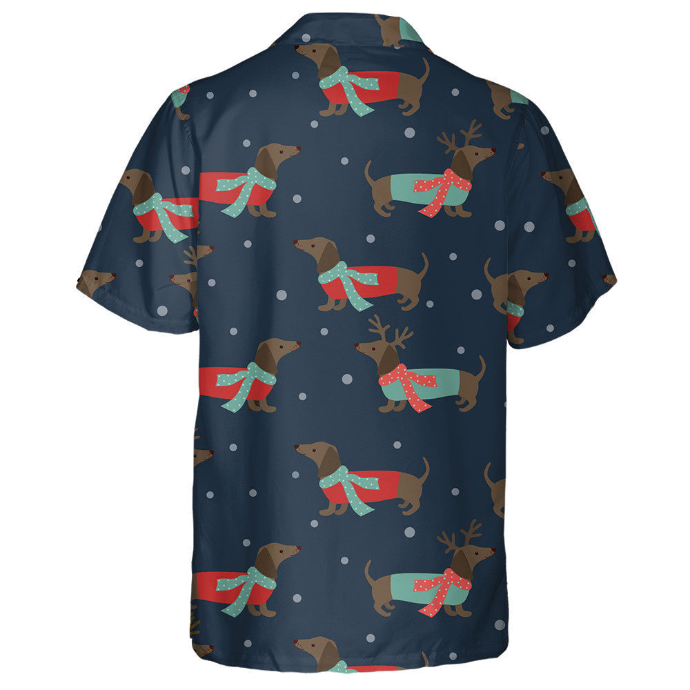 Dachshund Stíl na Nollag le scairfeanna Agus gcáithnínísneachta Léine Haváís, Bronntanas Léine Haváís, Bronntanas Nollag