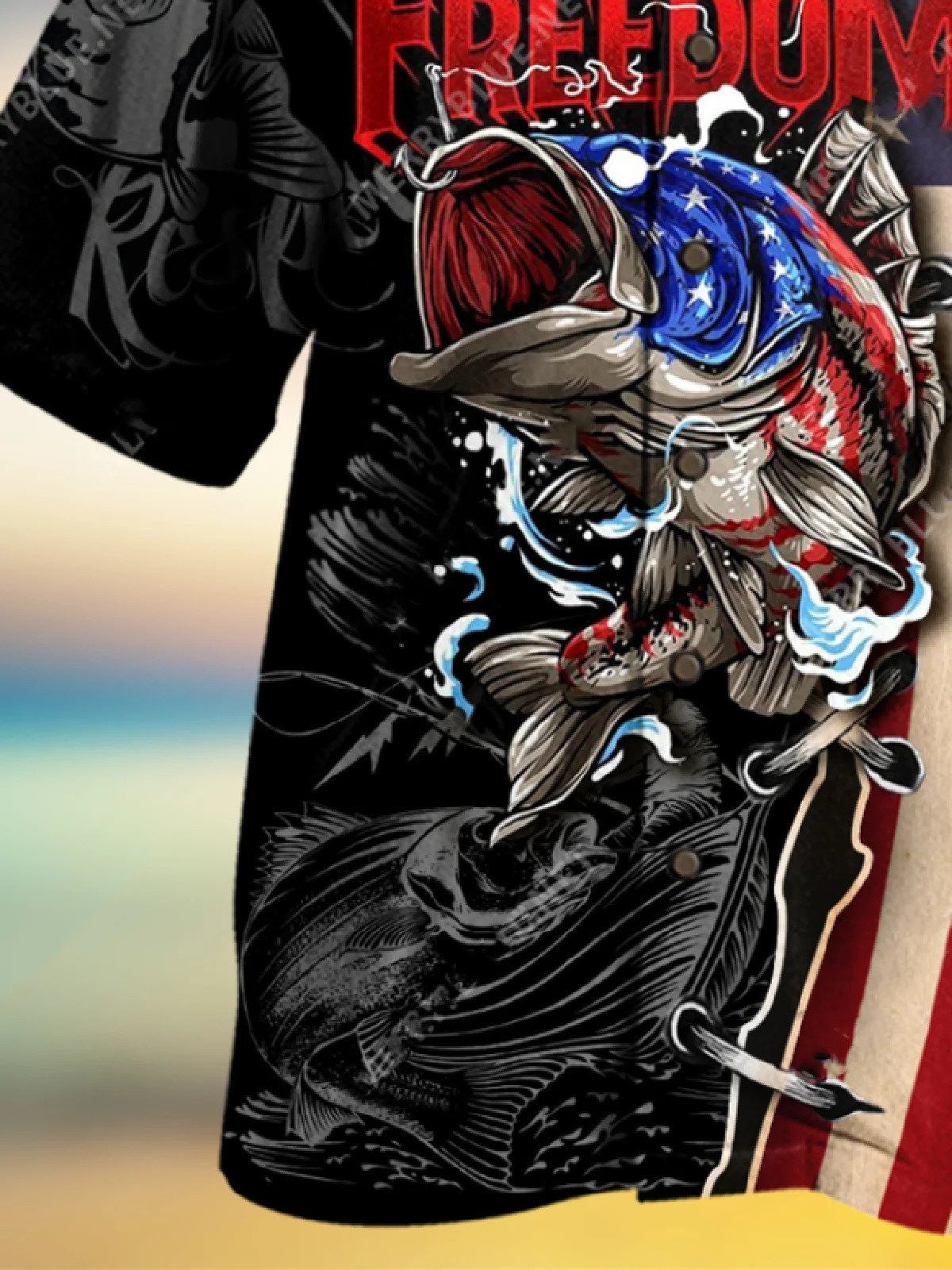 Hooked On Freedom Seamless Background Design Hawaiian Shirt, Hawaiian For Gift