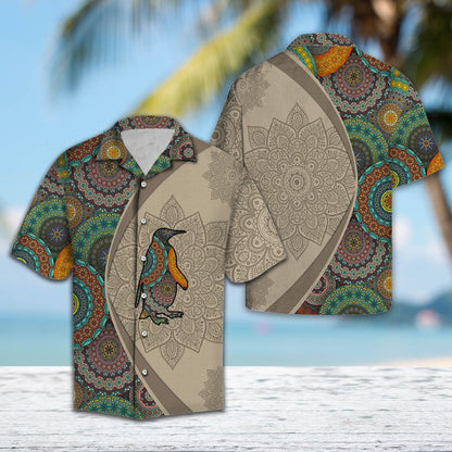 Lovely Penguin With Mandala Flowers Hawaiian Shirt,Hawaiian Shirt Gift, Christmas Gift
