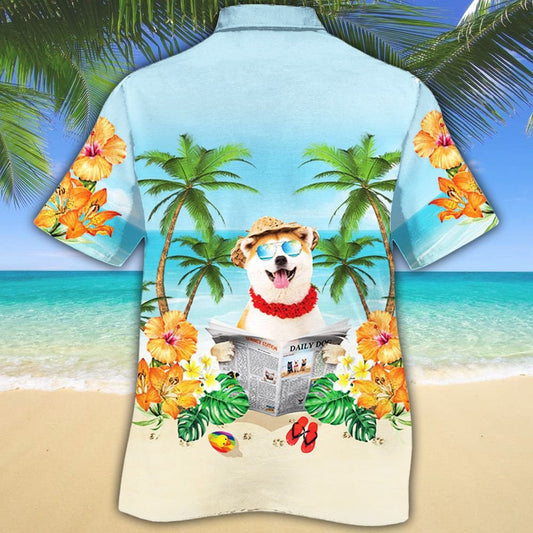 Shiba Inu Dog Beautiful Beach Blue Theme Hawaiian Shirt, Hawaiian Shirt Gift, Christmas Gift