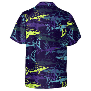 Abstract Scary Shark Under Deep Blue Ocean Design Hawaiian Shirt, Hawaiian Shirt Gift, Christmas Gift