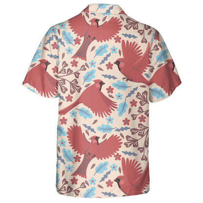 Cairdinéal Dearg Agus Bláth le Duilleoga Ar Léine Bán Haváís, Bronntanas Léine Haváíais, Bronntanas Nollag