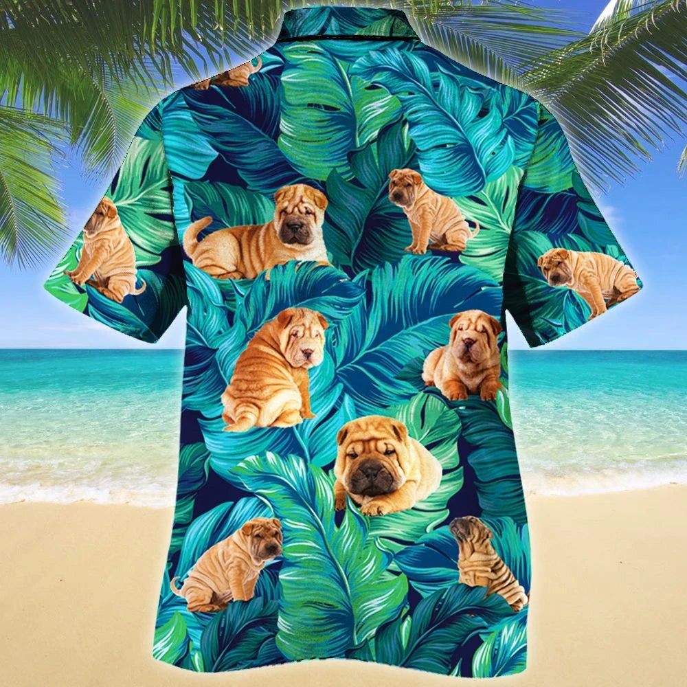 Shar Pei Dog Lovers Gift Tropical Style Hawaiian Shirt, Hawaiian Shirt Gift, Christmas Gift