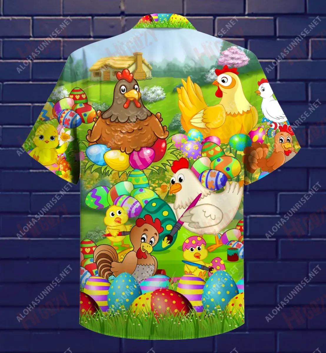 Chicken Easter Eggs Short Sleeve Shirt Vacation Aloha Shirt Custom Hawaiian Shirts Hawaiian Shirt Pattern_Hawaiian Shirt Gift, Christmas Gift