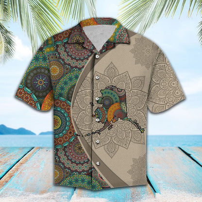 Map Of Alaska Mandala Flower Patchwork Pattern Hawaiian Shirt, Hawaiian Shirt Gift, Christmas Gift