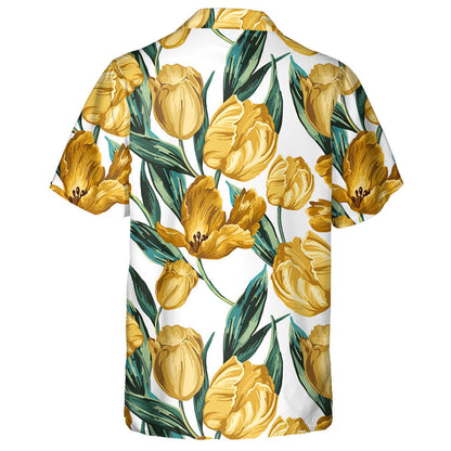 Tiúilipí Buí Uiscedhath Agus Duilleoga Glasa Dearadh Téamach Léine Haváí, Bronntanas Léine Haváís, Bronntanas Nollag