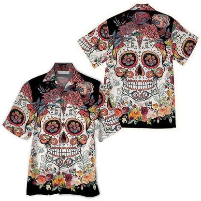 Face Of Skull Tropical Background Design Hawaiian Shirt,Hawaiian Shirt Gift, Christmas Gift