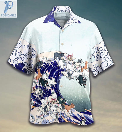 Bulldog na Fraince An Tonn Mhór As Patrún Madraí Léine Haváís, Bronntanas Léine Haváíais, Bronntanas Nollag