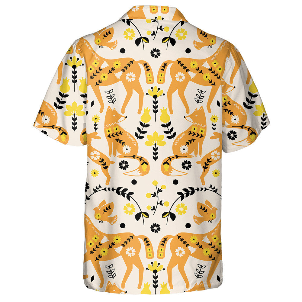 Orange Horses And Fox In Vintage Style Hawaiian Shirt, Hawaiian Shirt Gift, Christmas Gift