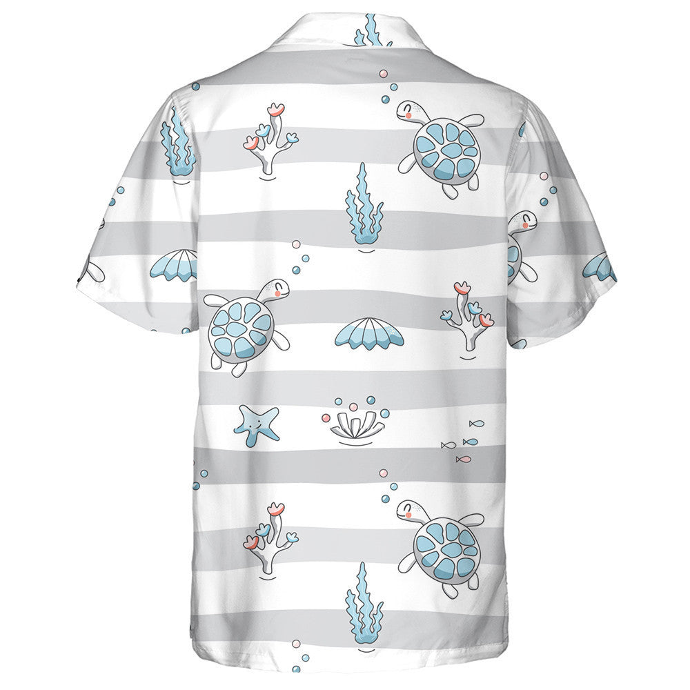 Simple Animal Texture Ocean Turtle On Brown Hawaiian Shirt, Hawaiian Shirt Gift, Christmas Gift