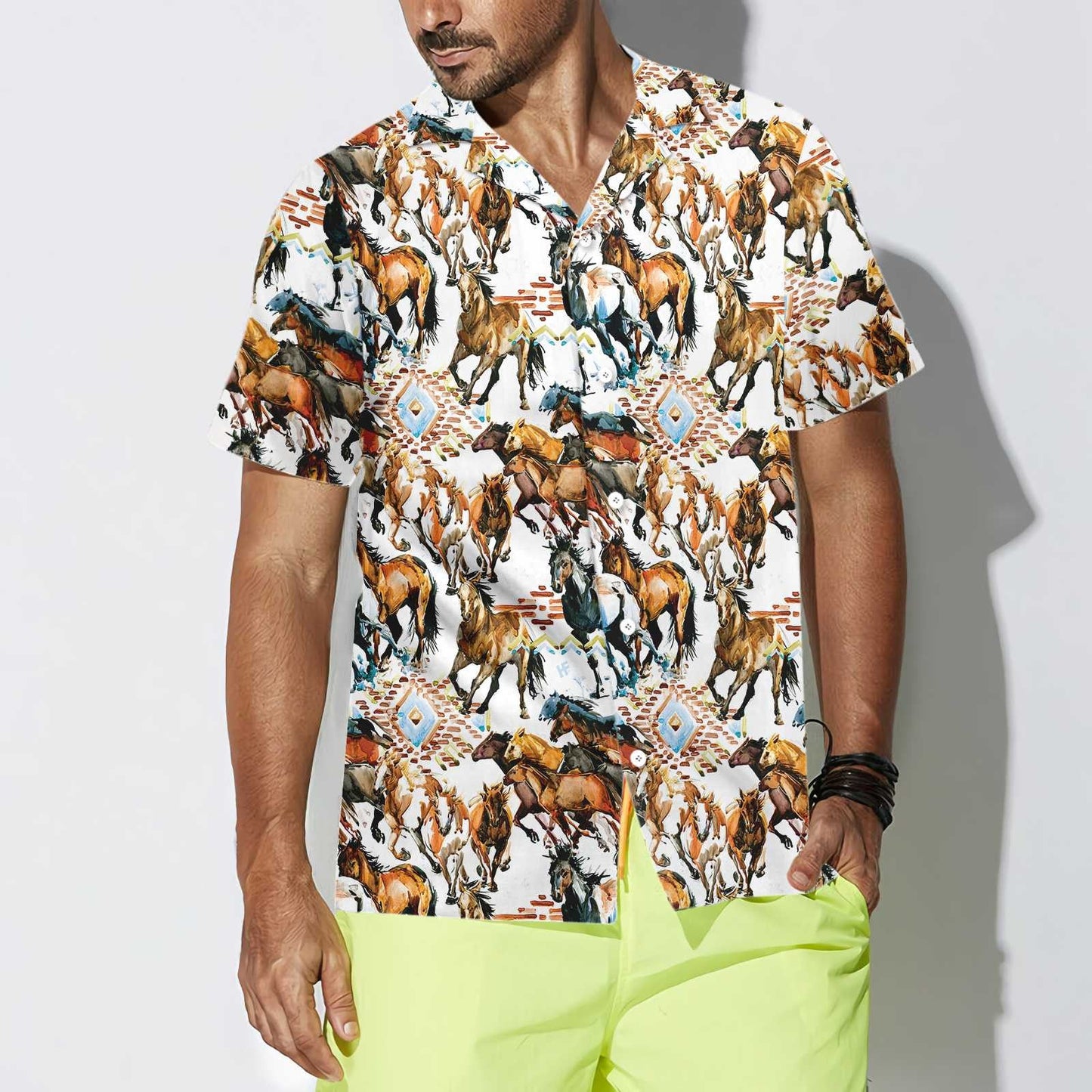 Capall Fiáin ag Rith Cool Le Uigeacht Treibhe Léine Haváís, Bronntanas Léine Haváíais, Bronntanas Nollag