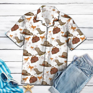 Amazing Western Cowboy Stuff Pattern Hawaiian Shirt, Hawaiian For Gift